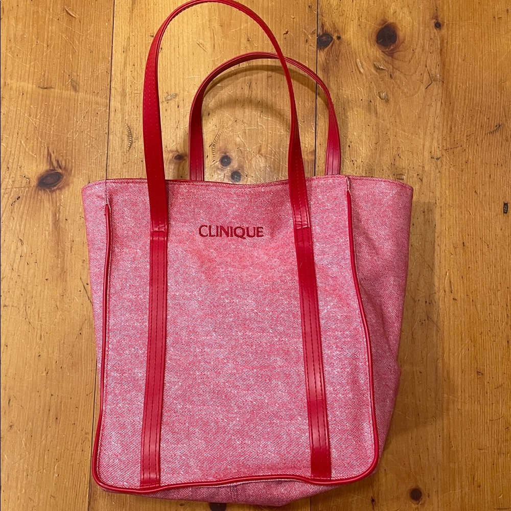 Clinique Bag Mini Tote Red White 11”x 9 1/2”